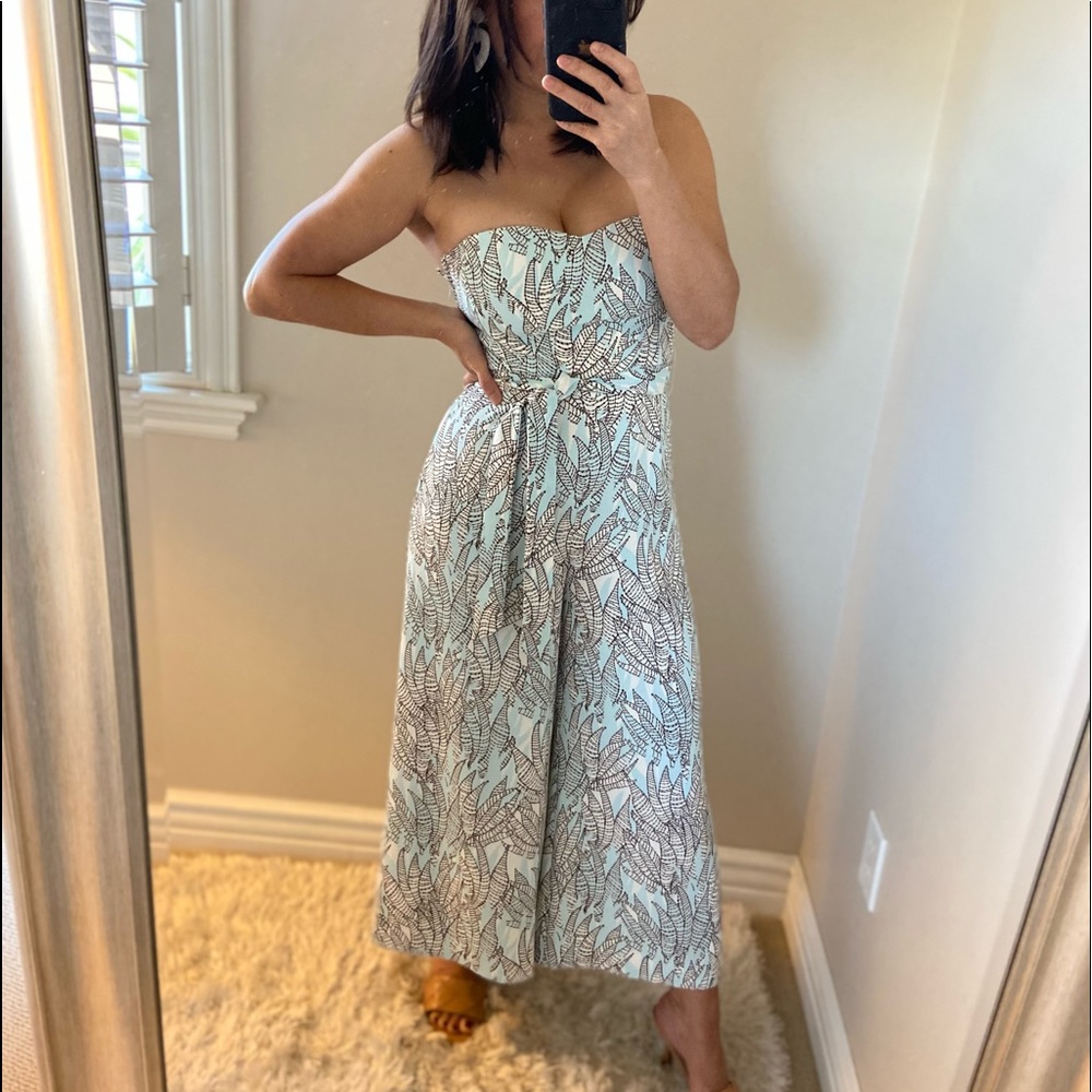 Strapless print jumpsuit